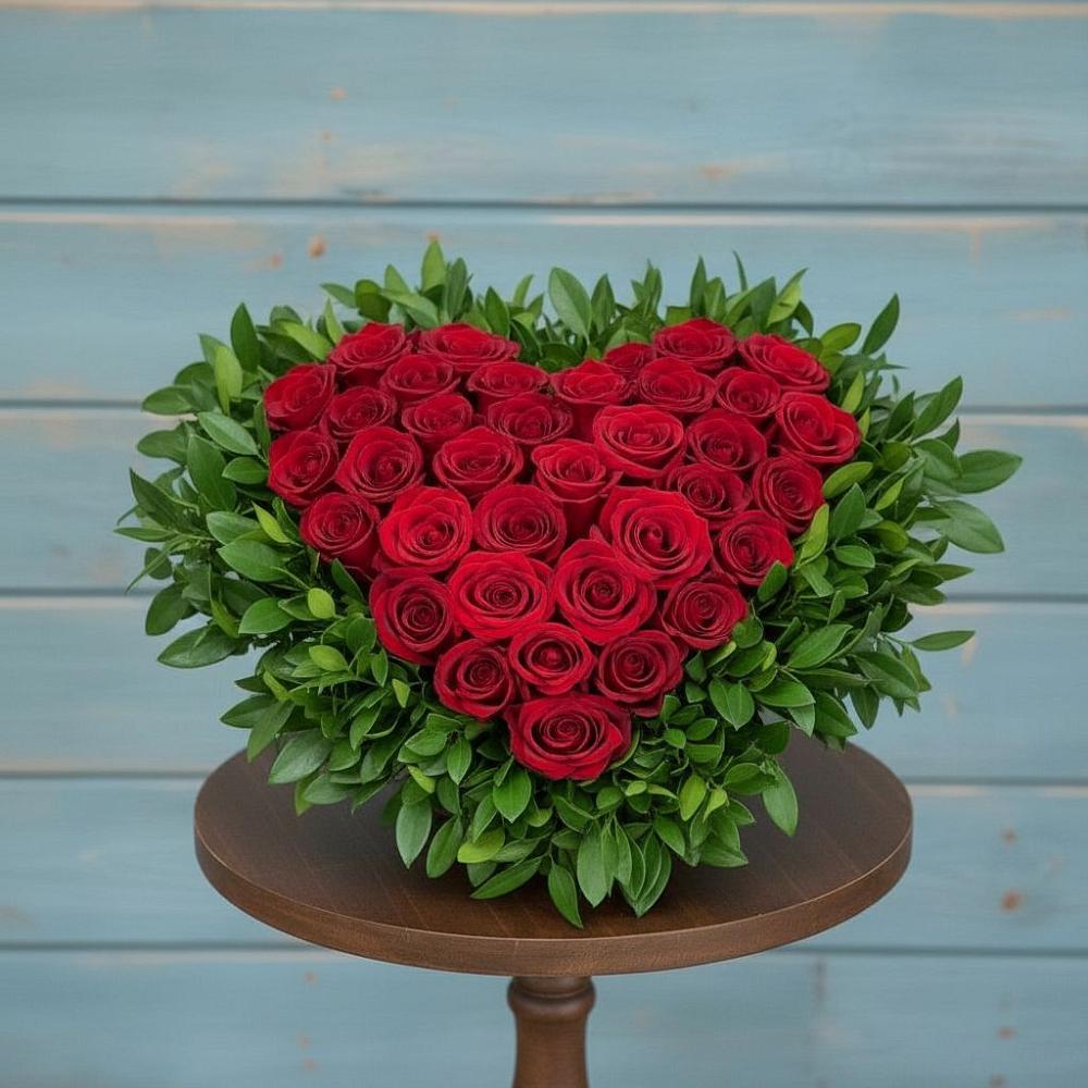 Цветочная композиция из Розы в виде сердца в Черноисточинске