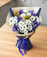 Букет цветов из:  Розы, Ирисы и Хризантемы #REPLACE_PRED# Черноисточинске